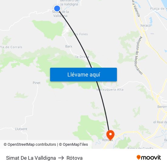Simat De La Valldigna to Simat De La Valldigna map