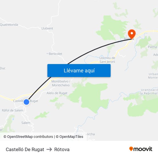 Castelló De Rugat to Castelló De Rugat map