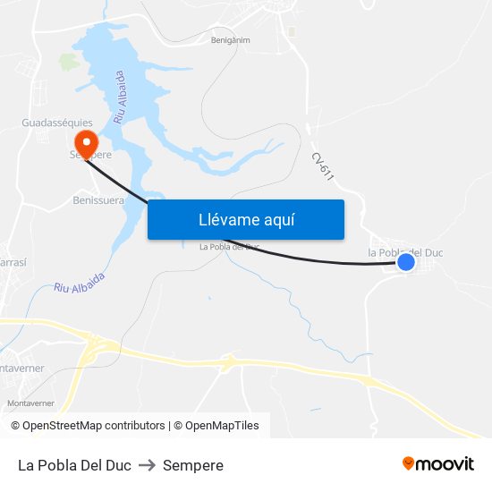 La Pobla Del Duc to Sempere map