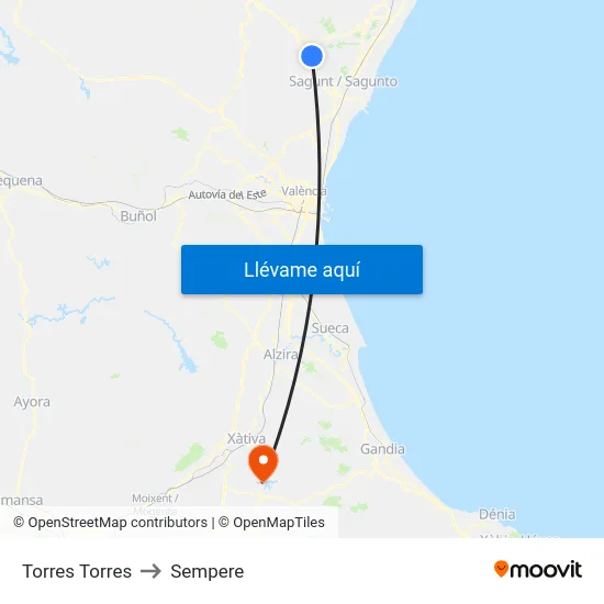 Torres Torres to Sempere map