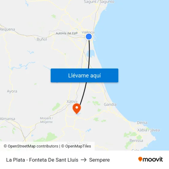 La Plata  - Fonteta De Sant Lluís to Sempere map