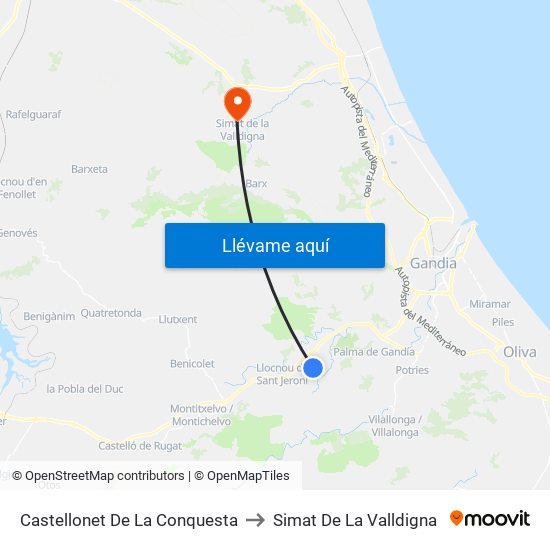 Castellonet De La Conquesta to Castellonet De La Conquesta map