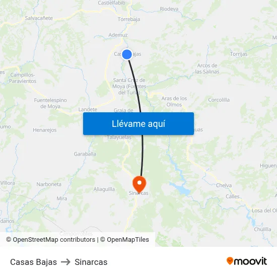 Casas Bajas to Sinarcas map