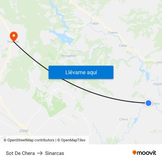 Sot De Chera to Sinarcas map