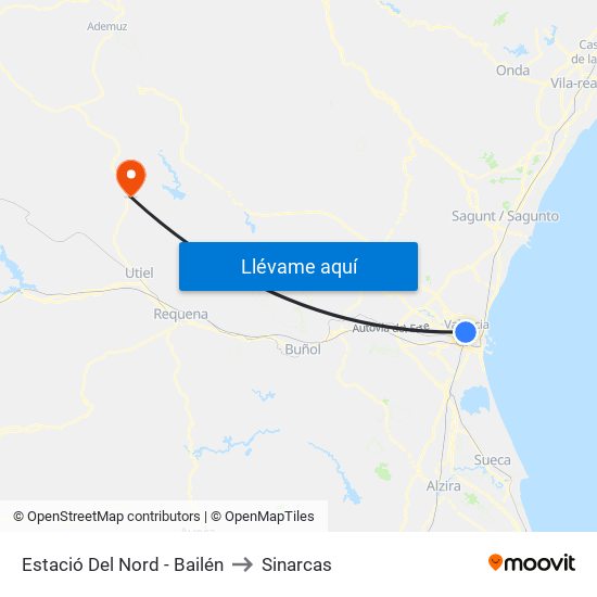 Estació Del Nord - Bailén to Sinarcas map