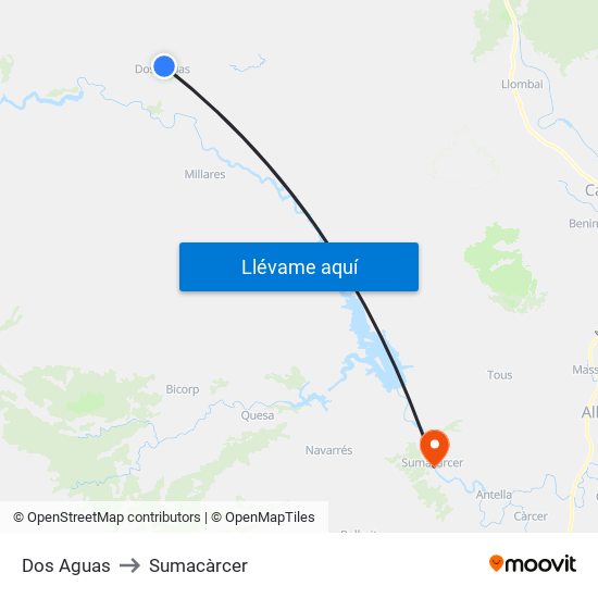 Dos Aguas to Sumacàrcer map