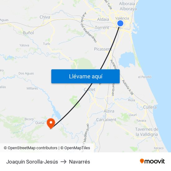 Joaquín Sorolla-Jesús to Navarrés map
