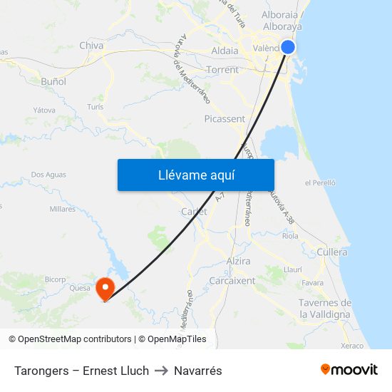 Tarongers – Ernest Lluch to Navarrés map