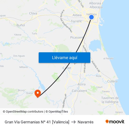 Gran Vía Germanias Nº 41 [València] to Navarrés map