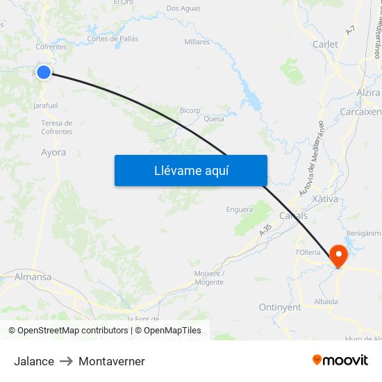 Jalance to Montaverner map