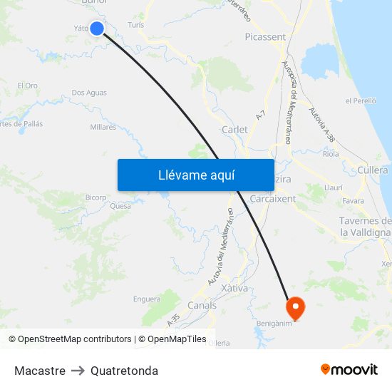 Macastre to Quatretonda map