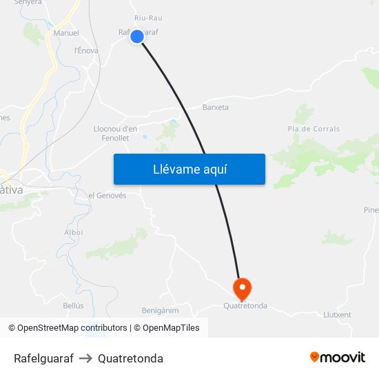 Rafelguaraf to Quatretonda map