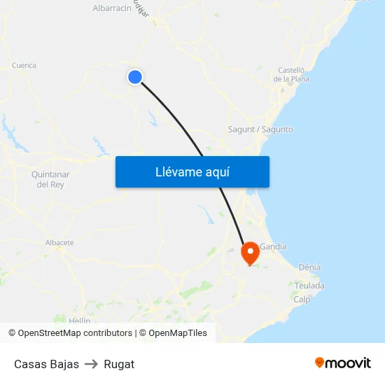 Casas Bajas to Rugat map
