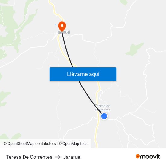 Teresa De Cofrentes to Jarafuel map