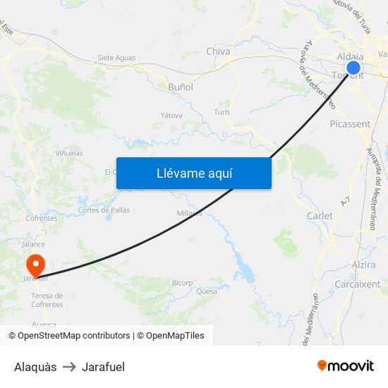 Alaquàs to Jarafuel map