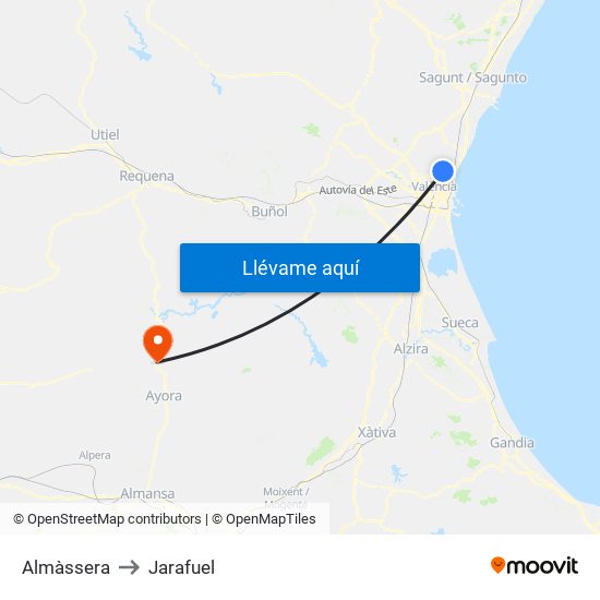 Almàssera to Jarafuel map