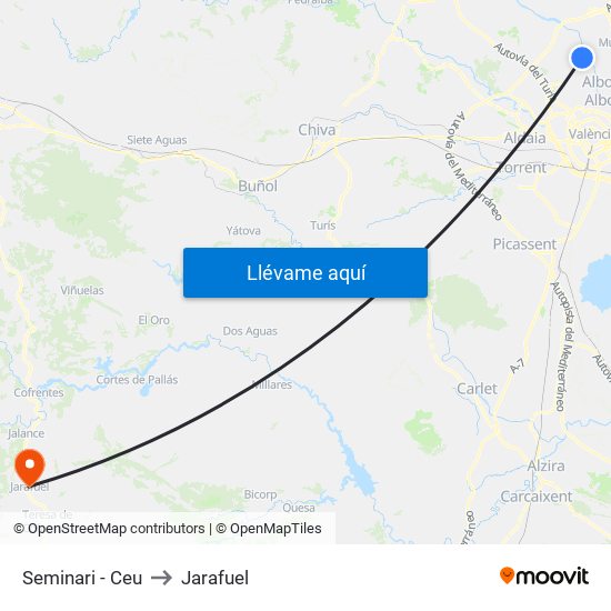 Seminari - Ceu to Jarafuel map