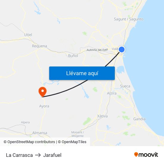 La Carrasca to Jarafuel map