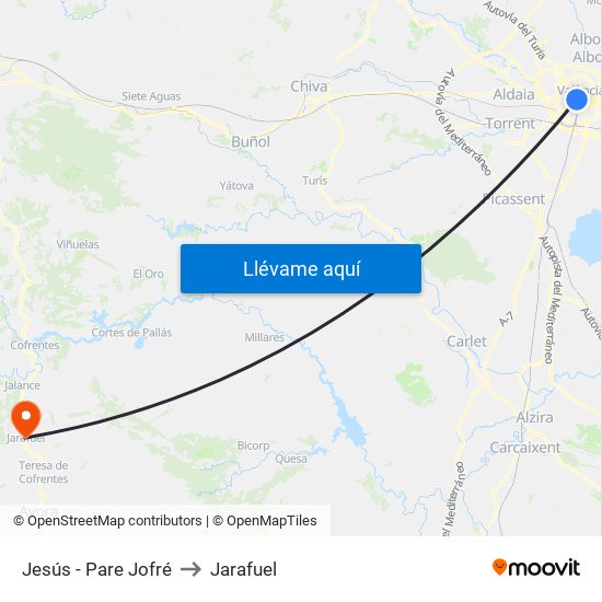 Jesús - Pare Jofré to Jarafuel map