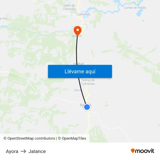Ayora to Jalance map