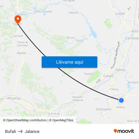 Bufali to Jalance map