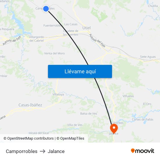 Camporrobles to Jalance map