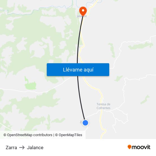 Zarra to Jalance map