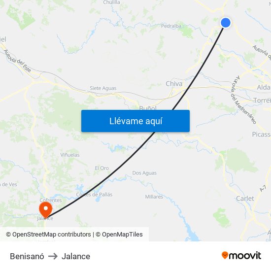 Benisanó to Jalance map