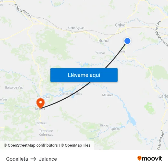 Godelleta to Jalance map