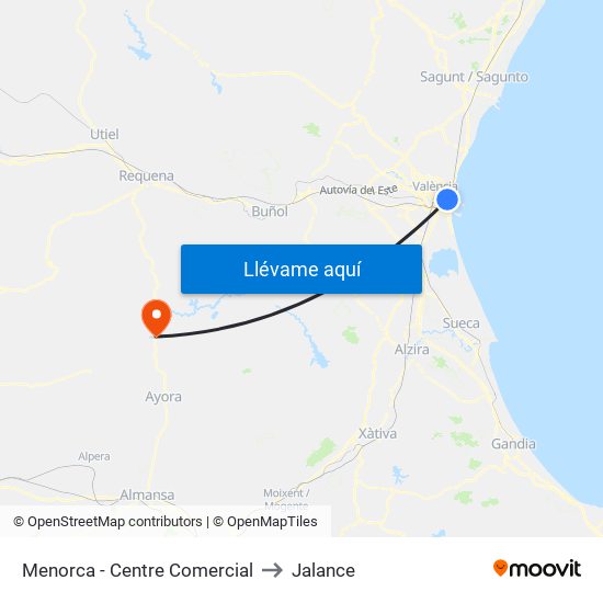 Menorca -  Centre Comercial to Jalance map