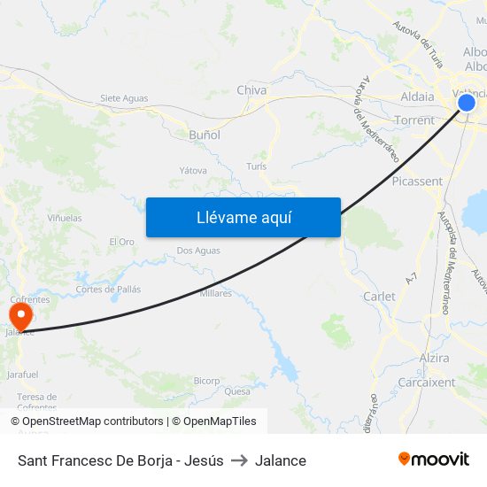 Sant Francesc De Borja - Jesús to Jalance map