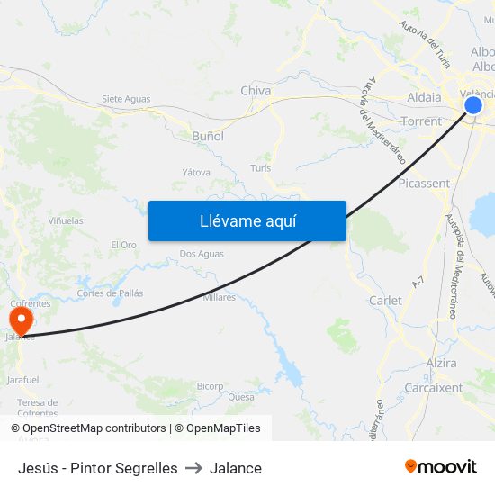 Jesús - Pintor Segrelles to Jalance map