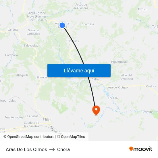 Aras De Los Olmos to Chera map