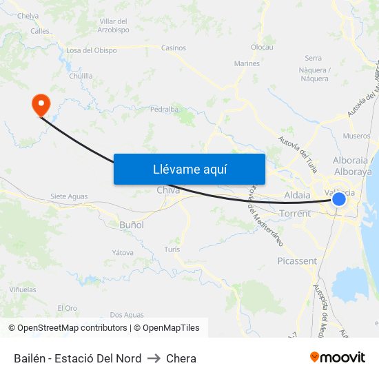 Estació Del Nord - Bailén to Chera map
