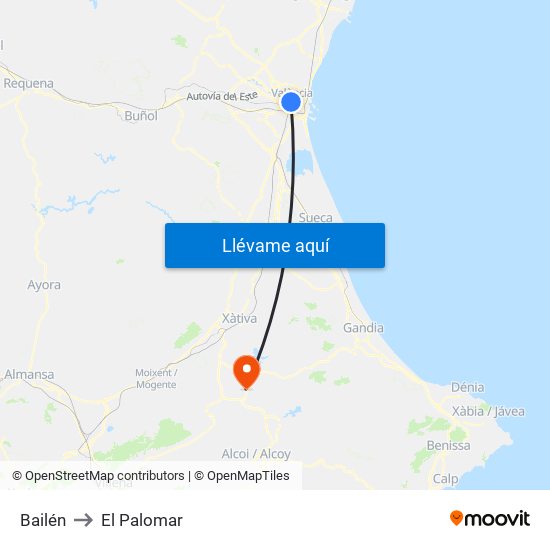 Bailén to El Palomar map
