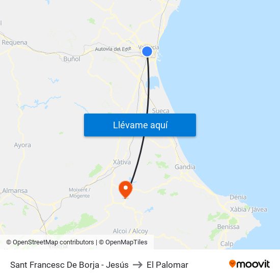 Sant Francesc De Borja - Jesús to El Palomar map