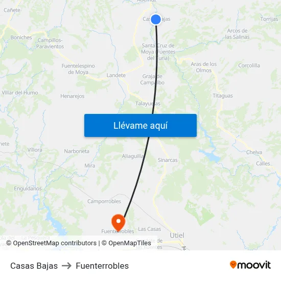 Casas Bajas to Fuenterrobles map