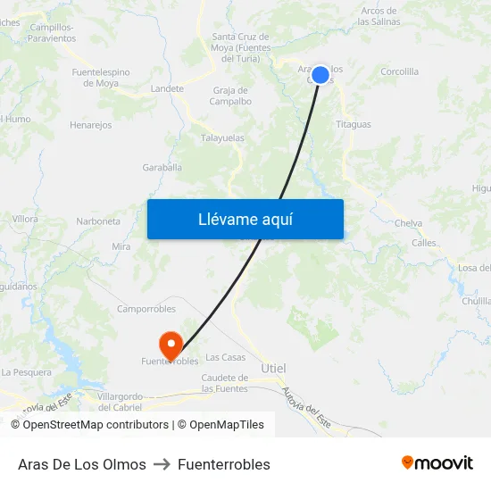 Aras De Los Olmos to Fuenterrobles map