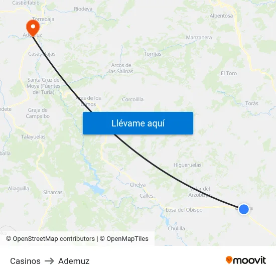 Casinos to Ademuz map
