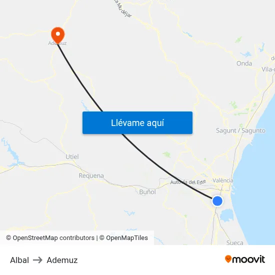Albal to Ademuz map
