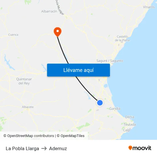 La Pobla Llarga to Ademuz map