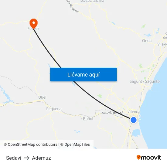 Sedaví to Ademuz map