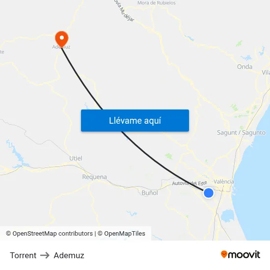 Torrent to Ademuz map