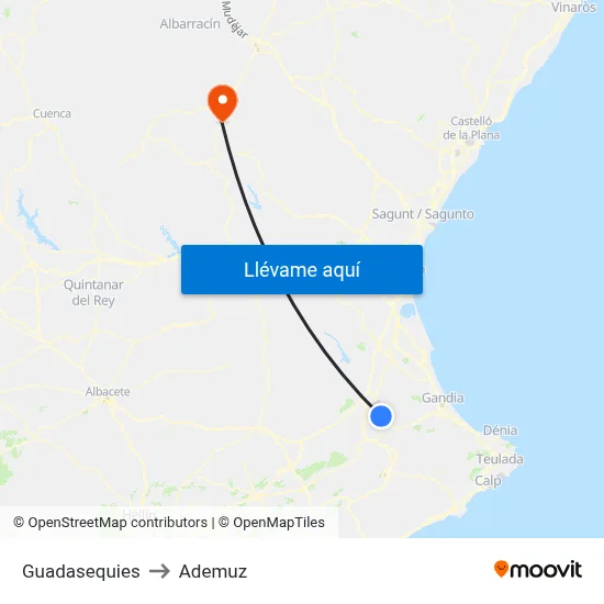 Guadasequies to Ademuz map