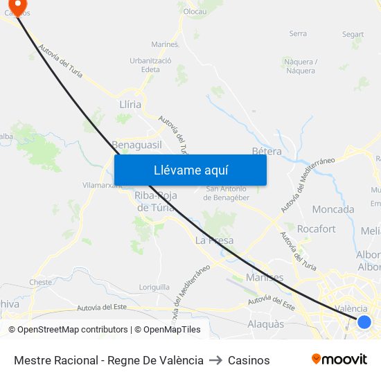 Mestre Racional - Regne De València to Casinos map