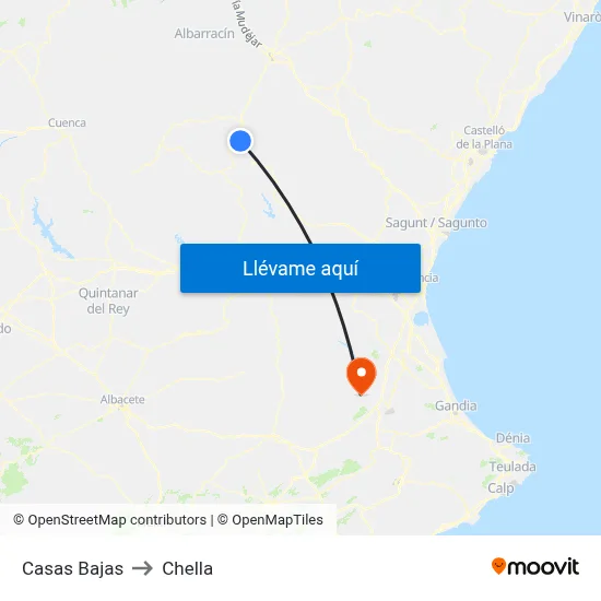 Casas Bajas to Chella map