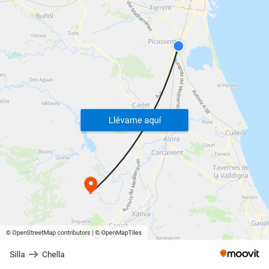 Silla to Chella map