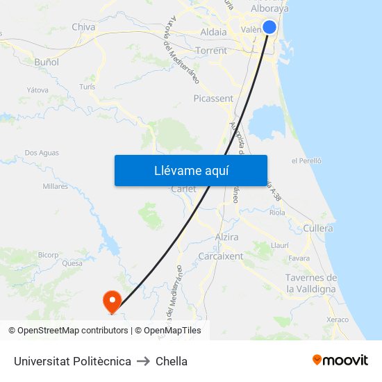 Universitat Politècnica to Chella map