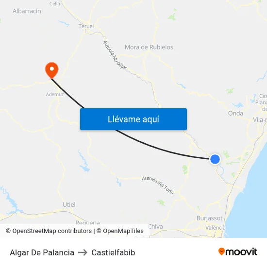 Algar De Palancia to Castielfabib map