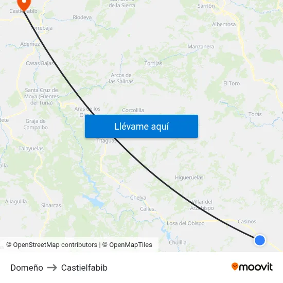 Domeño to Castielfabib map